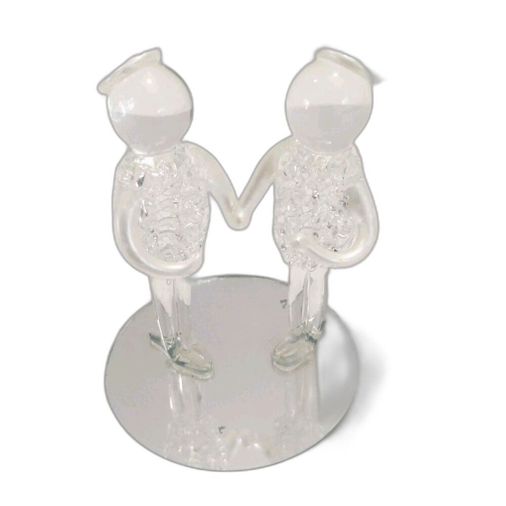 Small Blown Crystal Glass Friendship Figurine 3" Tall #B082